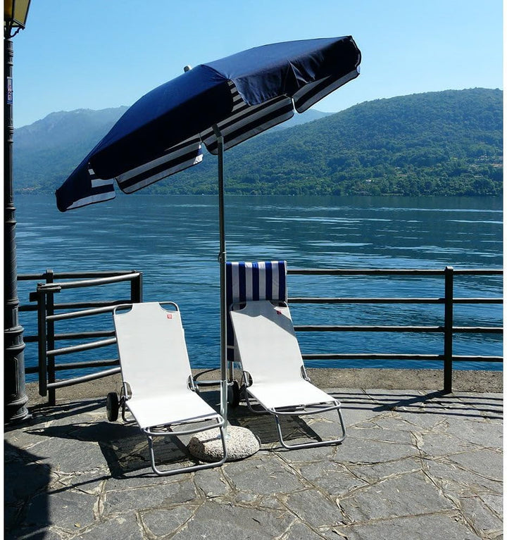 Maffei Art 181 Venezia Sonnenschirm rund Baumwolle Duplex Durchmesser 200 cm Made in Italy blau, bla