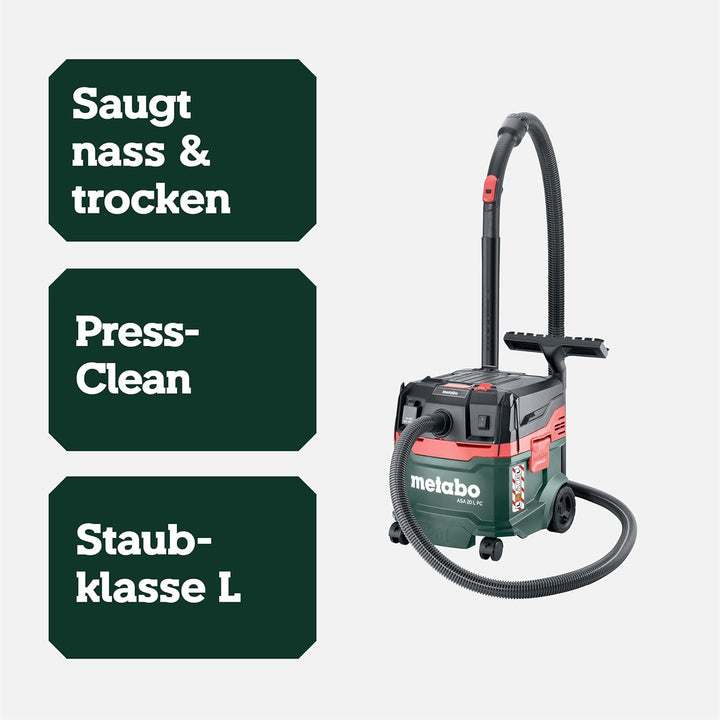 Metabo ASA 20 L PC Allessauger – 602085000 – Nass-/Trockensauger mit integrierter Filterabreinigung