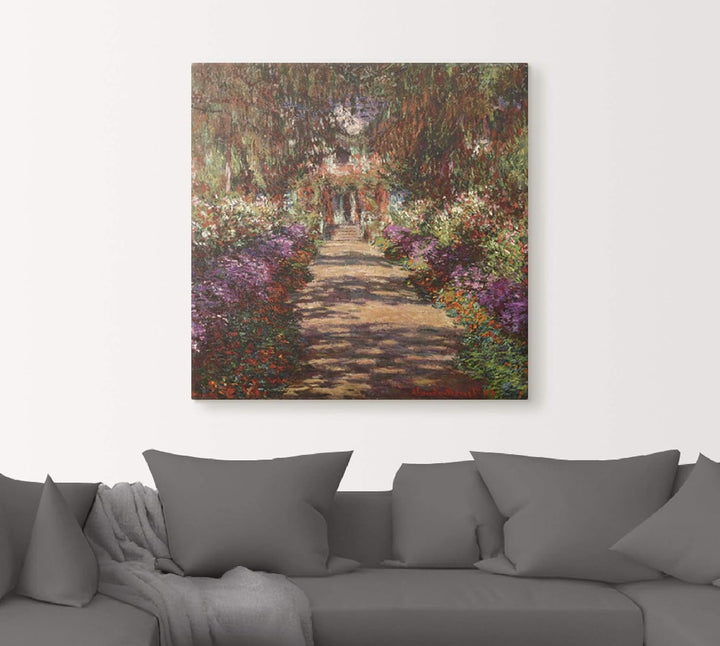 ARTland Leinwandbild Wandbild Bild auf Leinwand 50x50 cm Wanddeko Pflanzen Bäume Blumen Weg in Monet