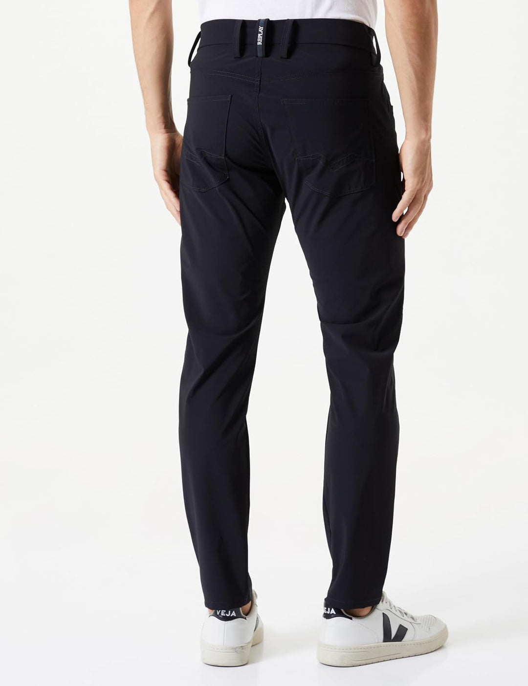 Replay Herren Chino Anbass Slim-Fit Hyperflex Hybrid mit Stretch 31W / 32L Black 098, 31W / 32L Blac