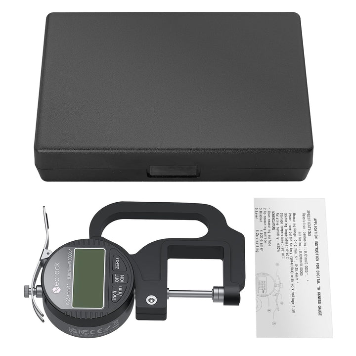 Neoteck Tragbares Digitales Dickenmessgerät 0-25,4 mm Messbereich 0,001/0,00005 '' elektronischer Mi