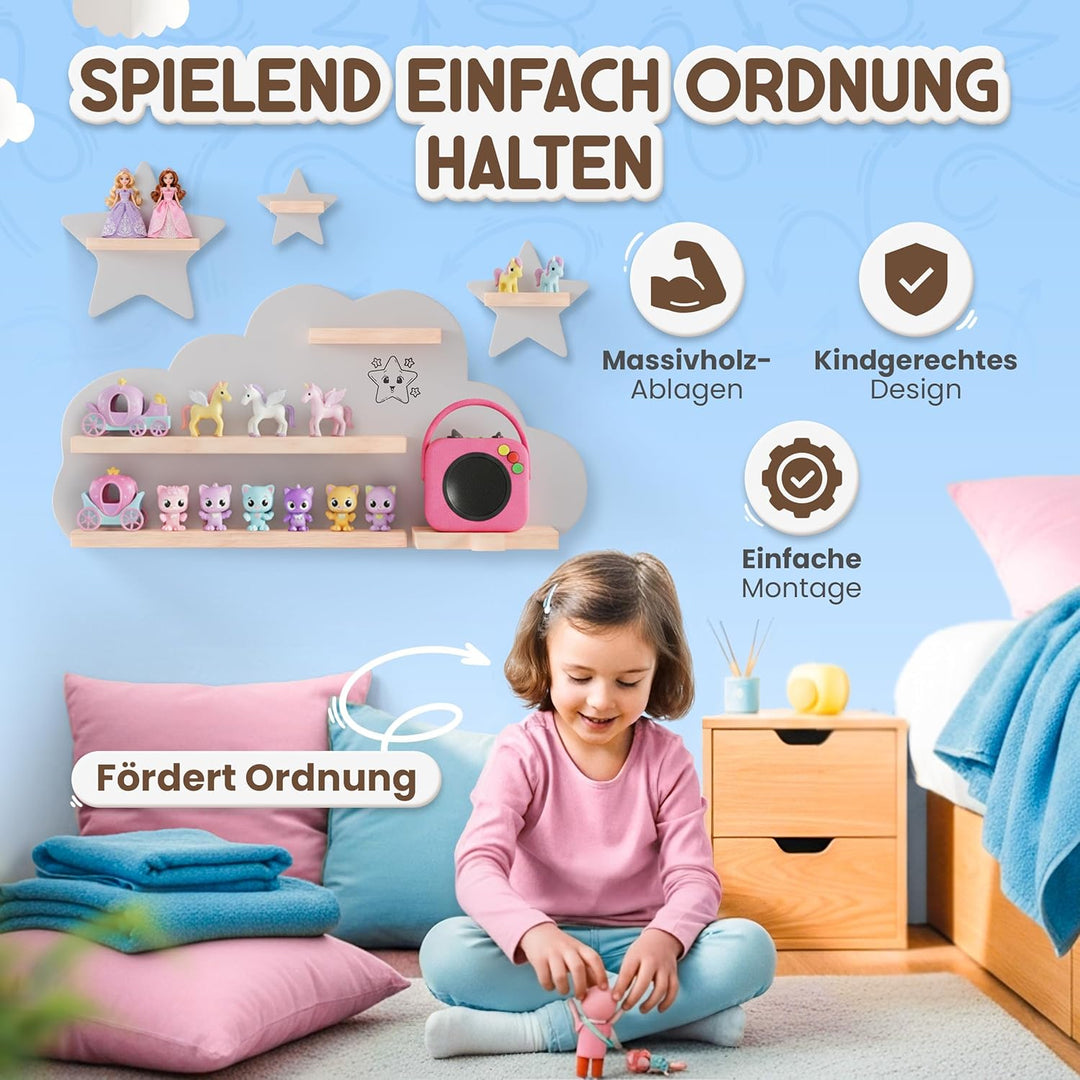 Twinklertoy’s Hörbox Wandregal aus Holz – mit magnetischer Halterung & zusätzlichen Sternen – für 30