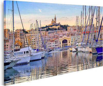 islandburner Bild auf Leinwand Yachten Spiegeln Sich Im Stillen Wasser Des Alten Vieux Port Marseill