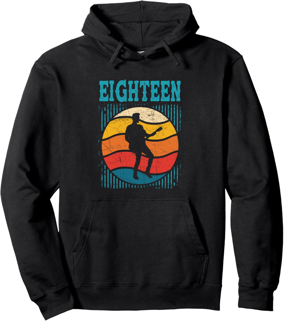 18 Jahre altes Trikot 18. Geburtstag Junge Gitarrenspieler Gitarristen Pullover Hoodie