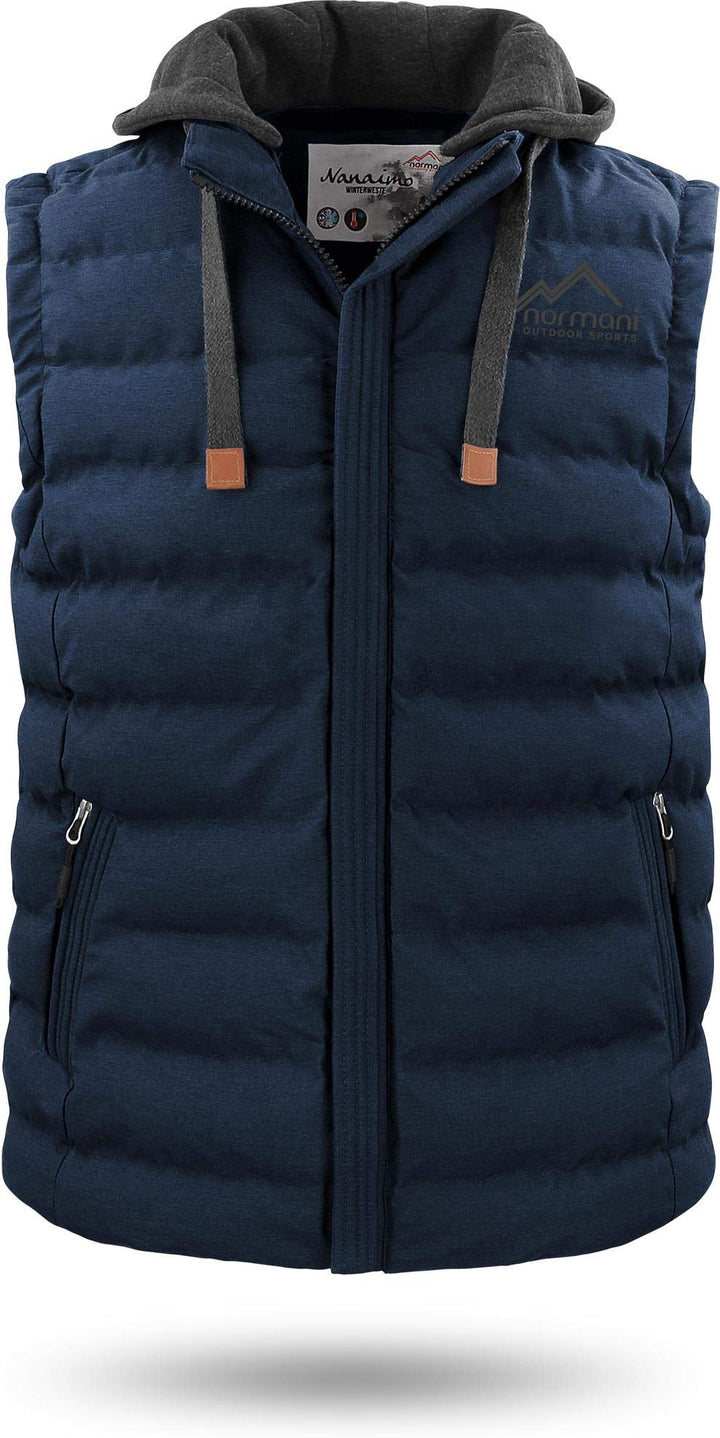 normani Herren Weste Steppweste mit Swaet Kapuze und Stehkragen - Outdoor Weste mit wasserdichten Re