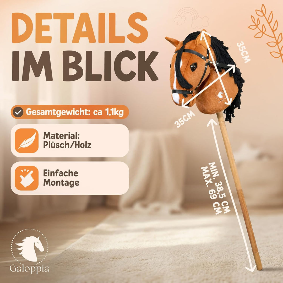 Hobby Horse Steckenpferd Kinder [Individuell anpassbare Länge] Stockpferd für Kinder, Hobby Horsing