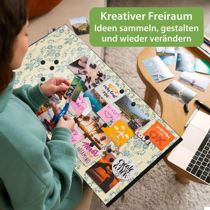 banjado Magnettafel schwarz 78 x 37cm / Magnetwand Metall/Magnetpinnwand als Memoboard/Pinnwand Magn