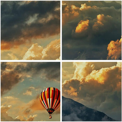 Bilder auf Leinwand Wolken Ballon Flug Leinwandbild mit Rahmen 70x50cm Wandbilder Dekoration Wohnzim