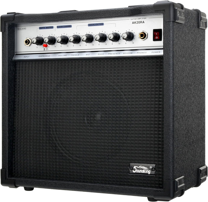 Soundking AK20-RA Gitarrencombo schwarz (60 Watt, 8" Speaker, 2 Kanäle, 4-Band Equalizer, Digital Re