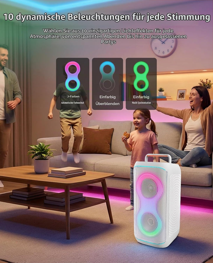 GKD61 Karaoke-Maschine für Erwachsene, 2 Kabellose UHF-Mikrofone, 400W Spitzenleistung, Tragbarer Bl