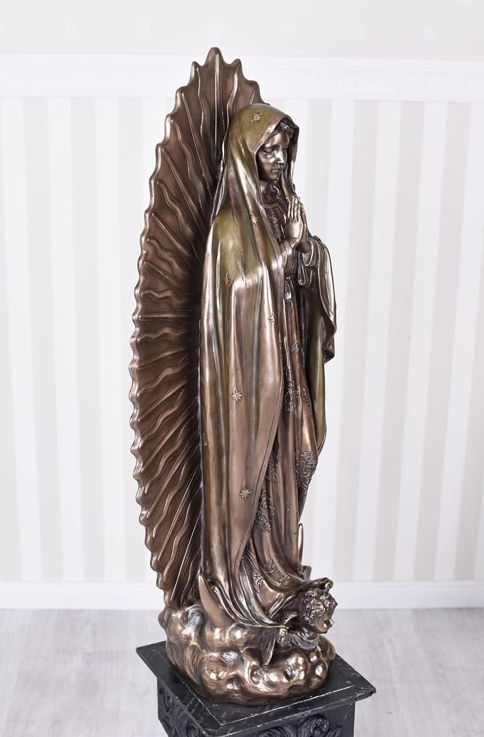 Palazzo Int Madonna Statue 70cm Keramikmasse mit Bronzeschicht Kirchenfigur Frau von Guadalupe Shabb