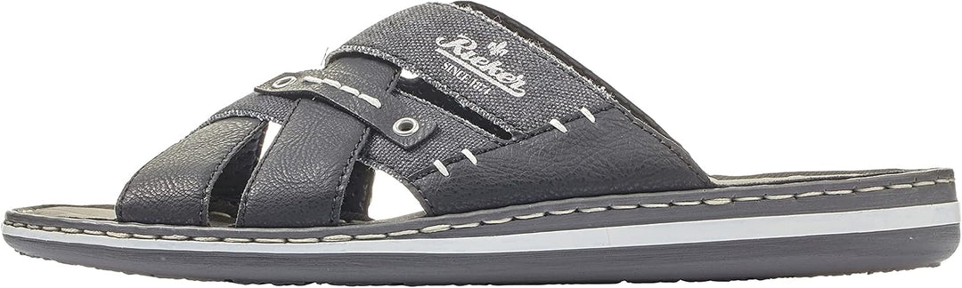 Rieker 25199-43 Herren Pantolette Synthetik grau 40 EU Schwarz 01, 40 EU Schwarz 01