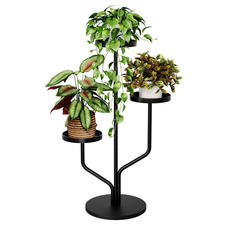 Bamworld Blumenständer Metall 3 Ebenen – Moderner Pflanzenständer für Innen & Balkon, stabiles Pflan