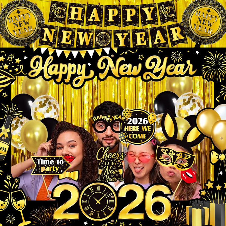 Silvester Deko 2025 Neujahr Party Dekoration Set, Silvester Foto Requisiten XXL Silvester Fotorahmen