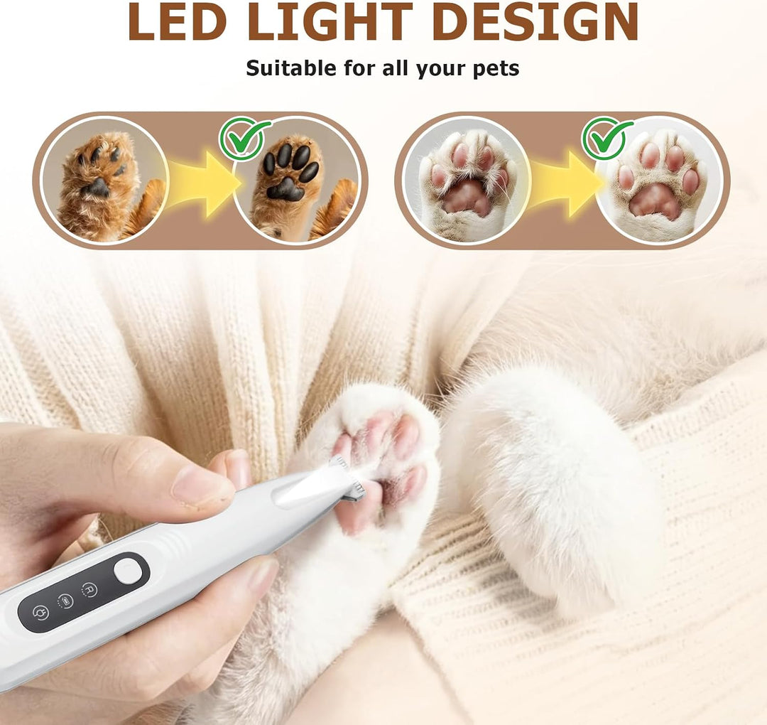 Pfotentrimmer für Hunde & Katzen mit LED Licht, Superleise/Wiederaufladbarer/18 mm breite Klinge Pfo
