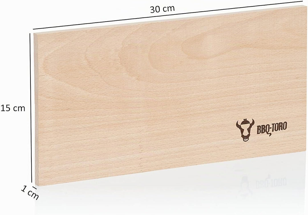 BBQ-Toro Räucherbrett aus 100% Buchenholz (4 Stück) | 30 x 15 x 1 cm | Grillbrett zum Erzeugen von R