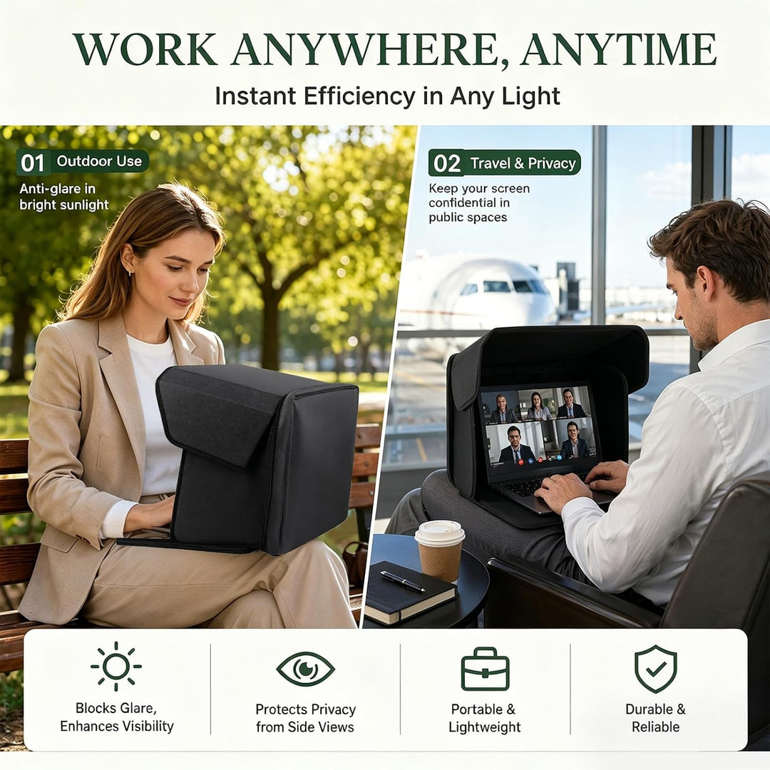 DASIAUTOEM Universal Laptop Sonnenschutz, Klappbare 2-in-1 Laptoptasche, Computer Sichtschutzhaube,