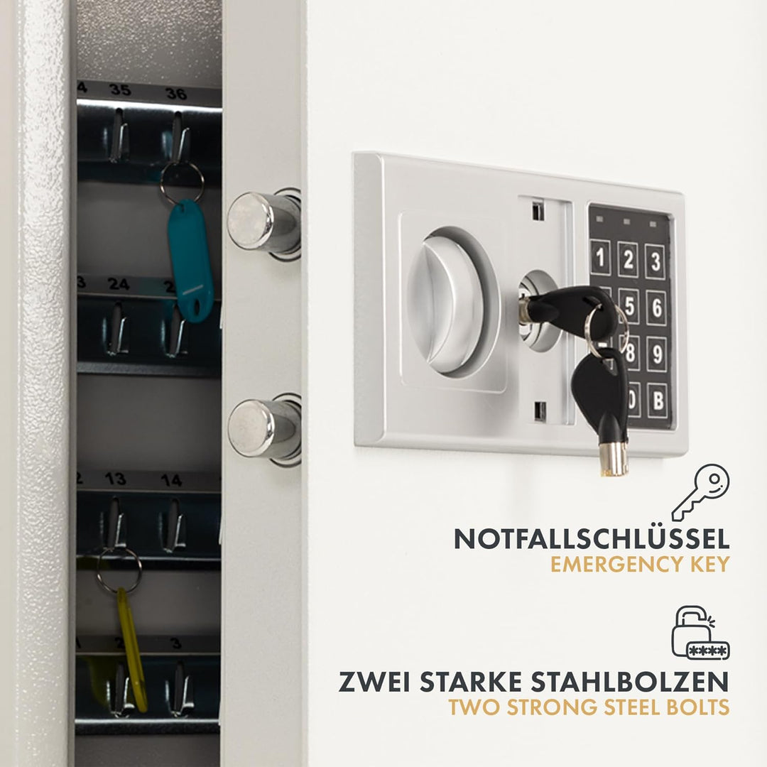casa pura Schlüsseltresor mit Elektronikschloss - Schlüsselkasten für 71 Schlüssel - Tresor inkl. Sc