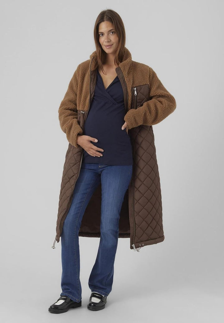 MAMALICIOUS Female Steppjacke Umstands-Jacke | Quilted jacket Tobacco Brown S, Tobacco Brown S