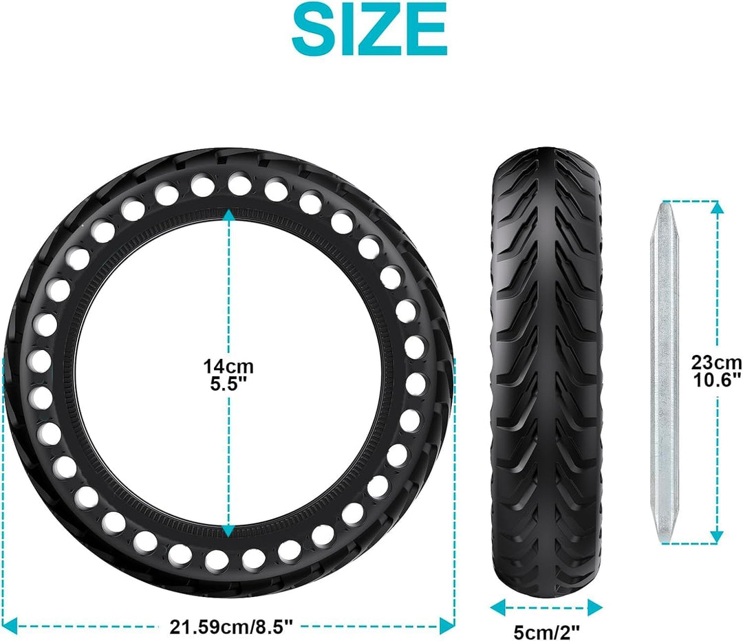 COASTA 2 x 8.5" Rollerreifen E Scooter Solid Reifen,8 1/2 Vollgummireifen,50/75-6.1 Ersatzreifen für