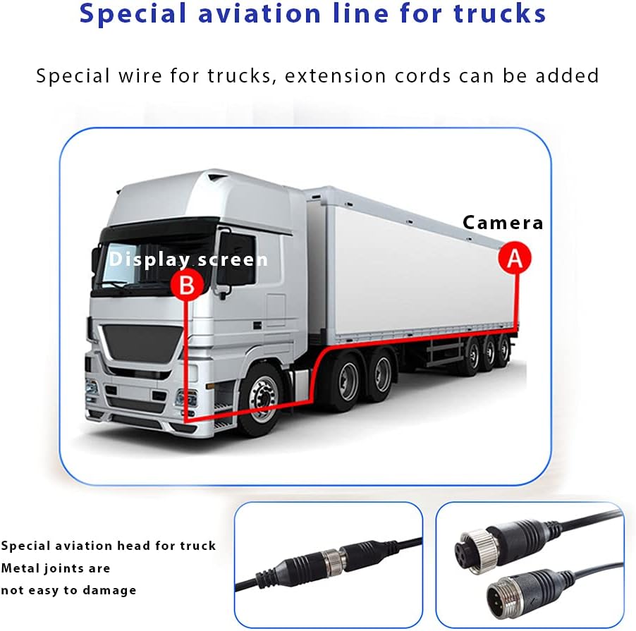 Hikity Rückfahrkamera Set AHD mit 7 Zoll LCD Monitor &amp; Kamera Nachtsicht IP69 Wasserdicht für LKW, A