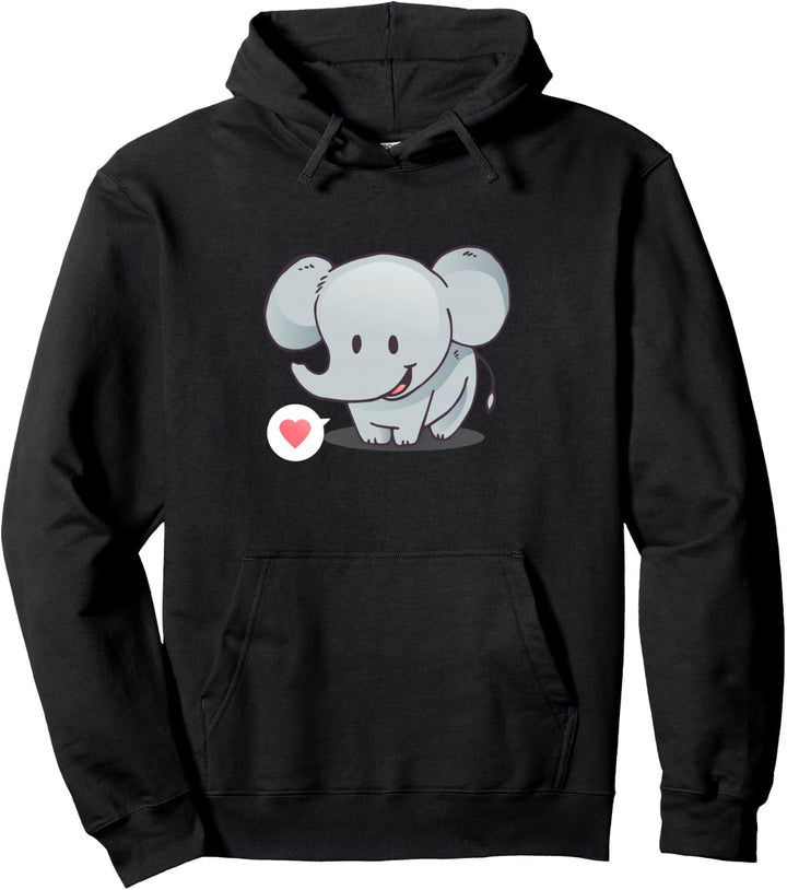 Niedlicher Elefant mit Herz Grafik für Herren Damen Kinder Pullover Hoodie