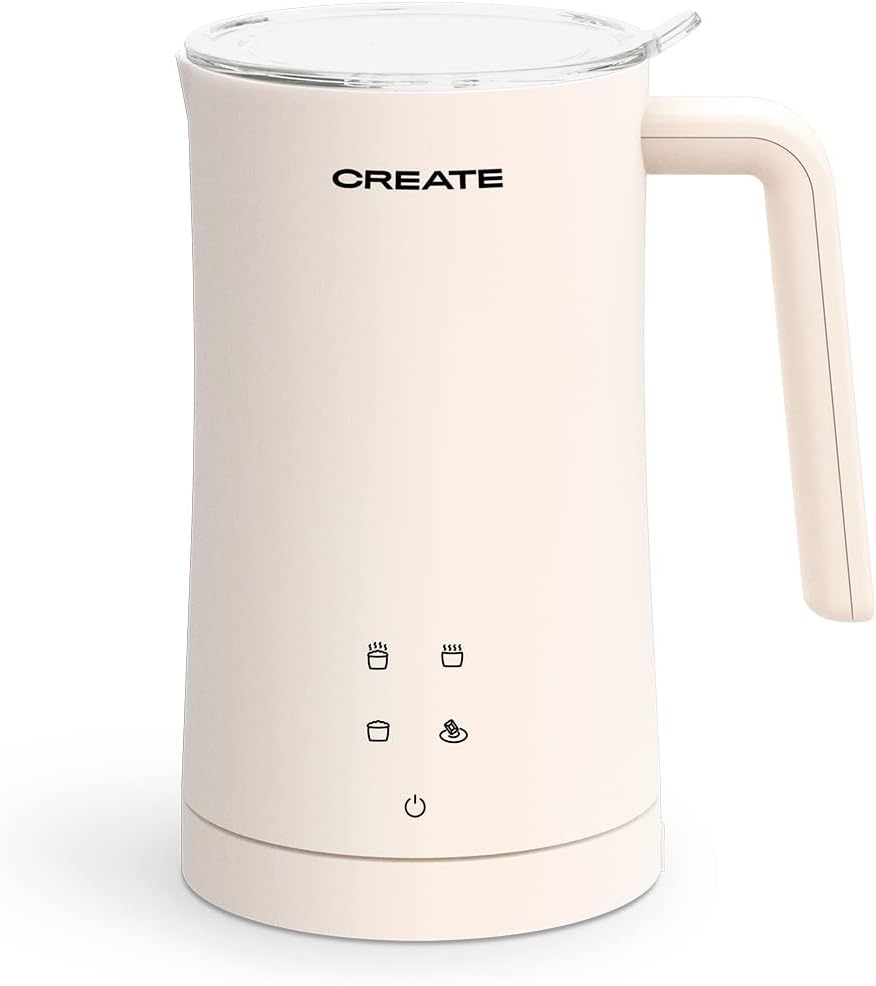 CREATE/MILKFROTHER/Elektrischer Milchaufschäumer Cremeweiss/Touchscreen, 4 Automatikprogramme, Siche