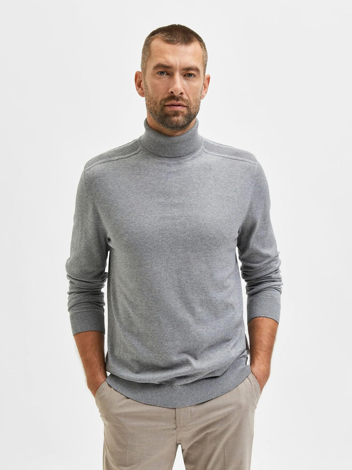 SELECTED HOMME Male Pullover Langarm Rollkragen S Grau (Medium Grey Melange), S Grau (Medium Grey Me