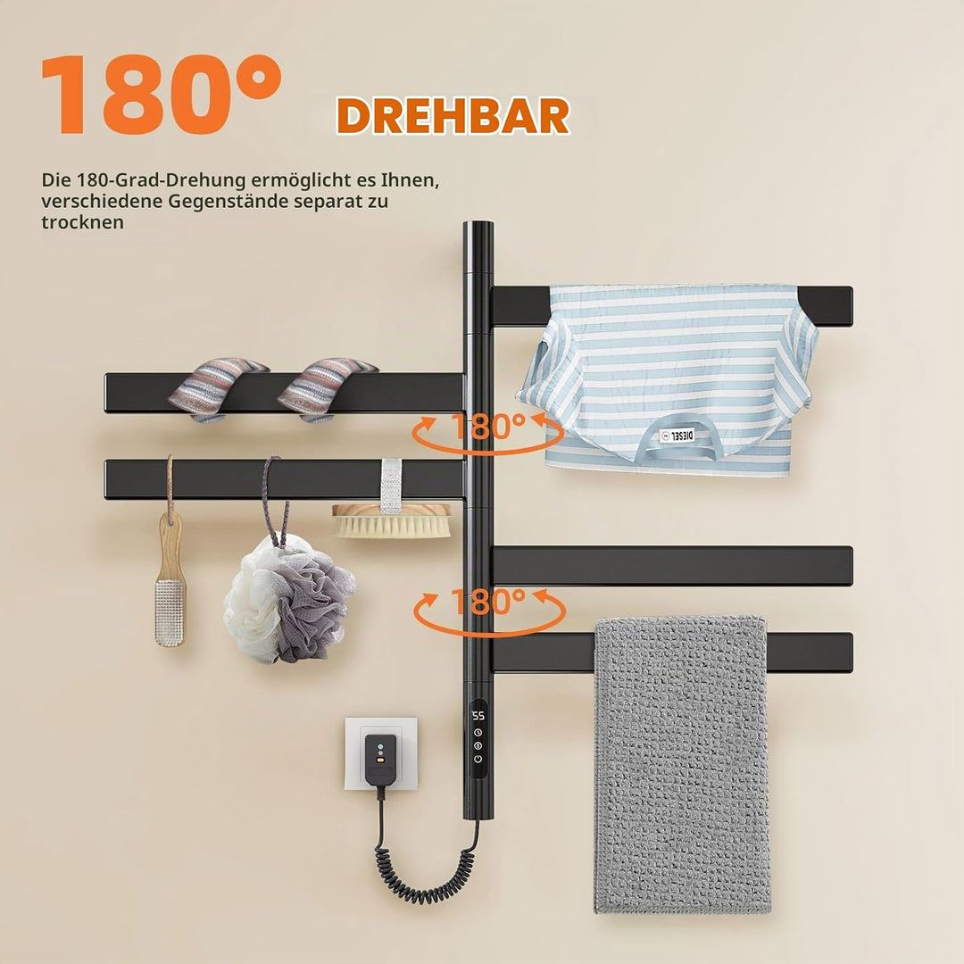 ZOYI 180-Grad-Drehung Handtuchhalter heizkörper, Handtuchtrockner elektrisch, Handtuchwärmer Elektri