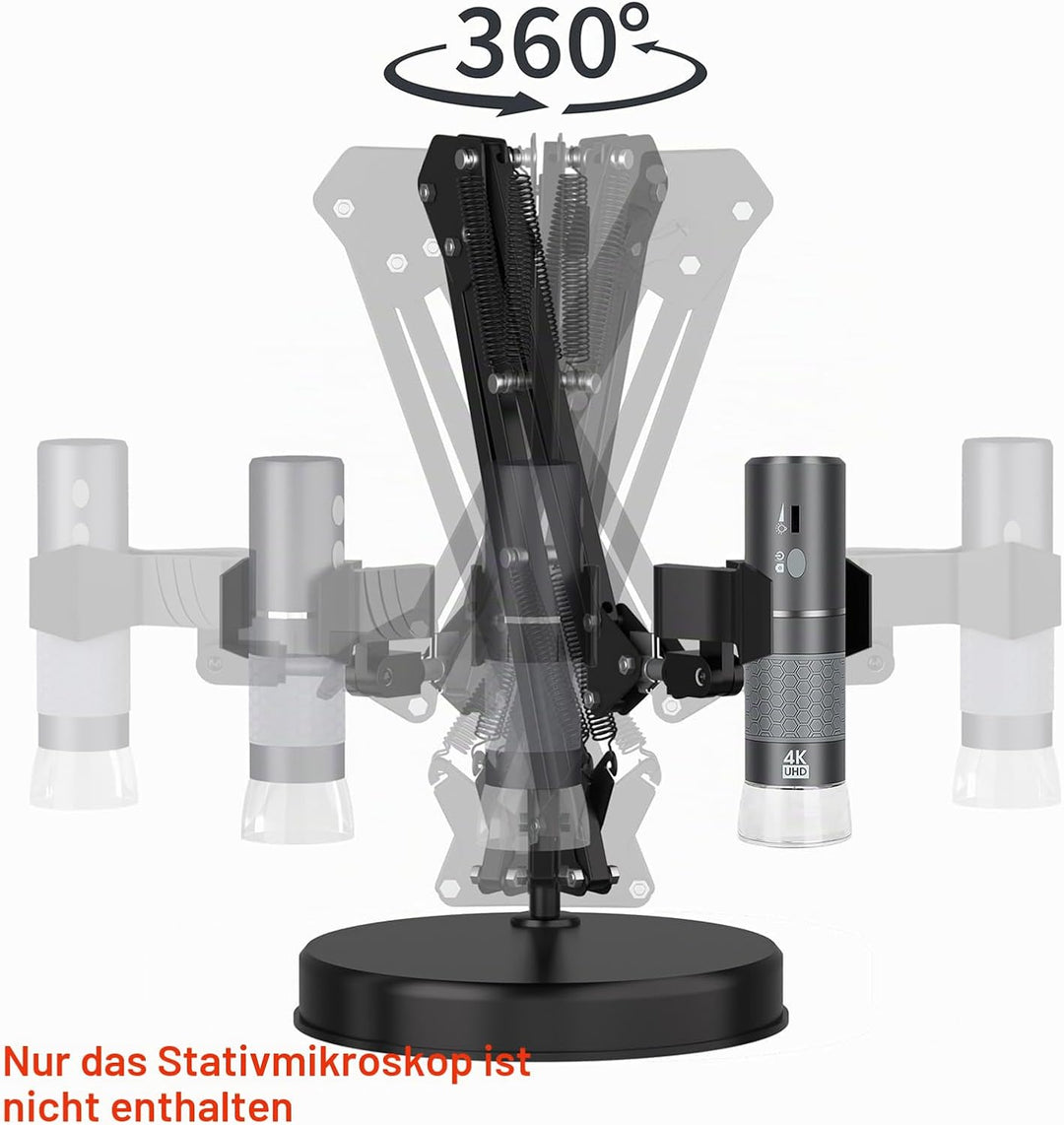 Max 53cm Einstellbarer Universalständer für Digitale Mikroskope – 360° drehbarer Arm, Tischklemme im
