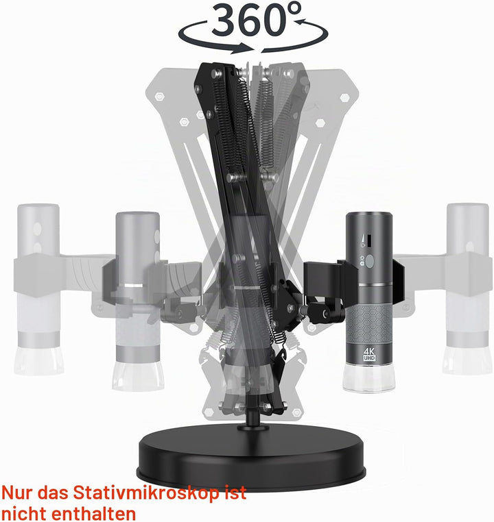 Max 53cm Einstellbarer Universalständer für Digitale Mikroskope – 360° drehbarer Arm, Tischklemme im