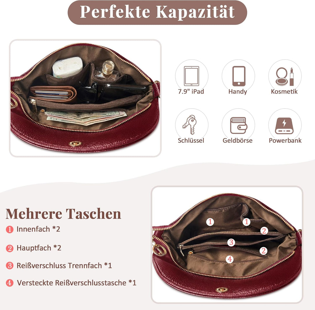 DORRISO Elegant Damen Umhängetasche Frauen Handtasche Schultertasche Casual Umhängetaschen Damen Rei