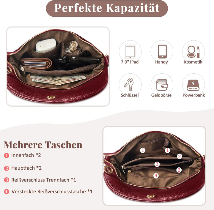 DORRISO Elegant Damen Umhängetasche Frauen Handtasche Schultertasche Casual Umhängetaschen Damen Rei