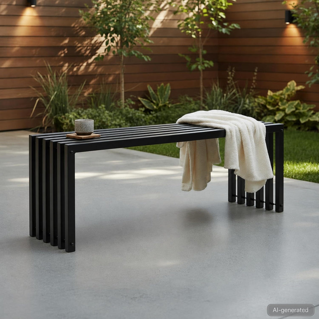 DanDiBo Gartenbank Metall Massiv Wetterfest Schwarz 120 cm Sitzbank Modern 96205 Parkbank Eisen Bank
