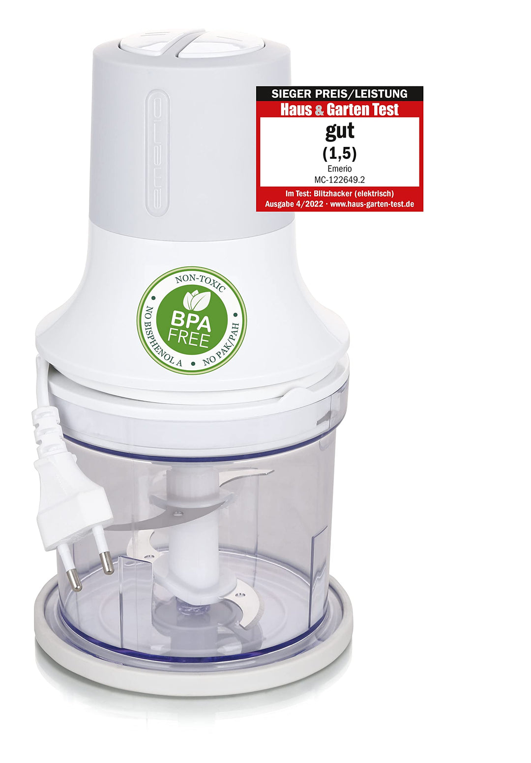 Emerio Zerkleinerer, Universalzerkleinerer mit 500ml Behältervolumen, 260 Watt, elektrischer Multize