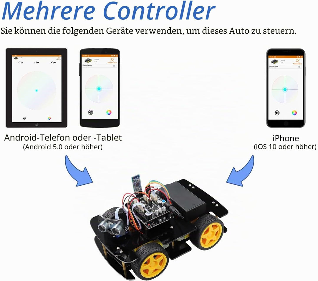 FREENOVE 4WD Car Kit (Compatible with Arduino IDE), Line Tracking, Obstacle Avoidance, Ultrasonic Se