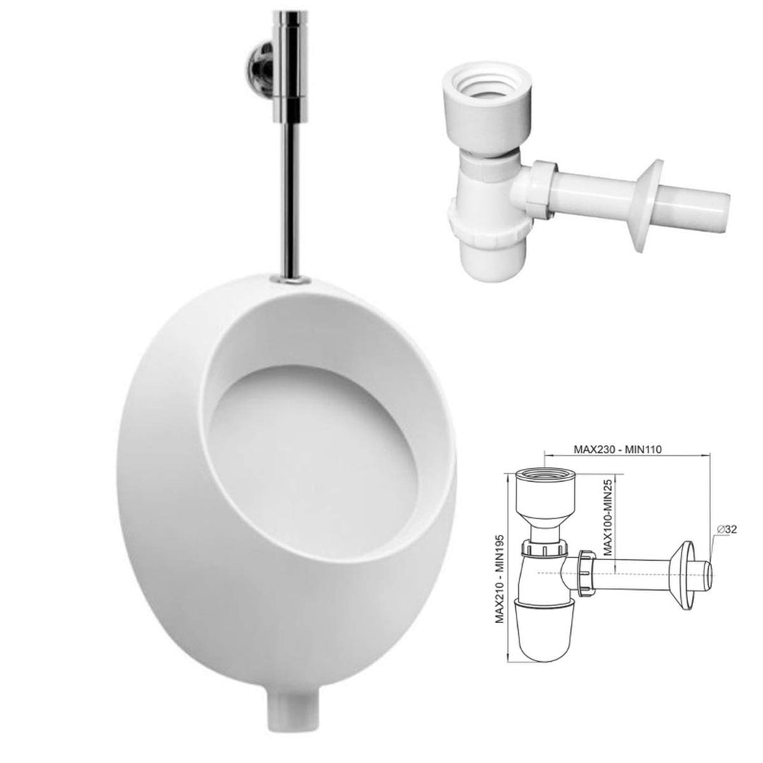 VBChome- Set: Urinal Zulauf Oben Weiss Modern Hochwertig Keramik Pinkelbecken senkrecht Pissoir Pico