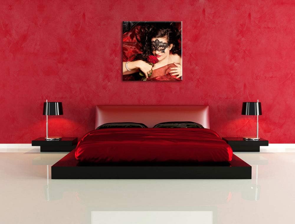 Pixxprint Sexy Frau mit Rose Shades of, Format: 70x70 auf Leinwand, 70x70