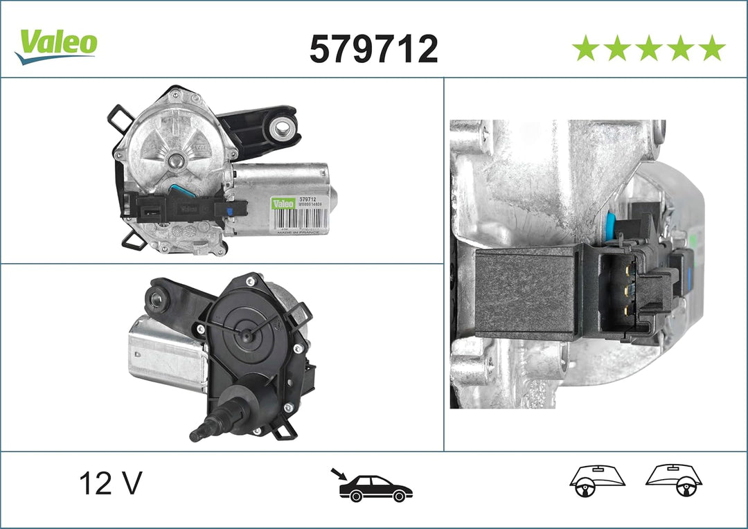 VALEO 579712 Wischermotor VALEO Heckwischermotor 579712 CITROEN PEUGEOT TOYOTA C1 107 AYGO