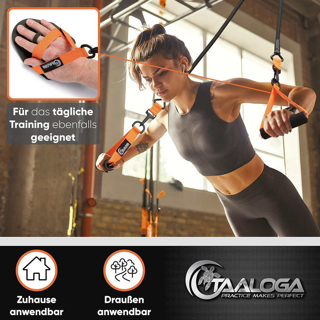 TAALOGA® 2in1 Zugseil Schwimmen I Schwimmtraining I Zugseiltraining mit Handpaddles und Griffen