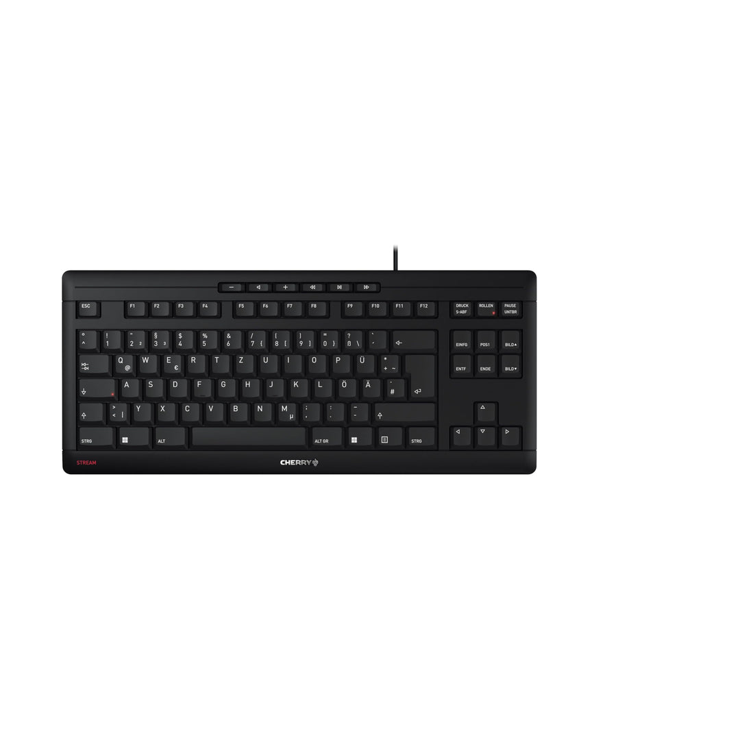 CHERRY STREAM KEYBOARD TKL, Kabelgebundene Tastatur ohne Nummernblock, Deutsches Layout (QWERTZ), Le