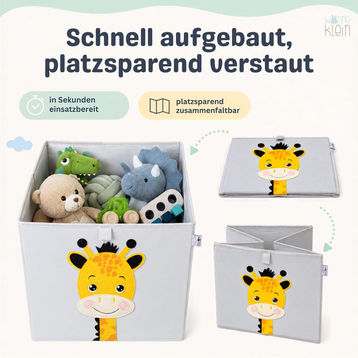wonneklein Aufbewahrungsbox Kinder - Spielzeugkiste mit Tiermotiv - Ordnungsbox für Kallax Regal - K