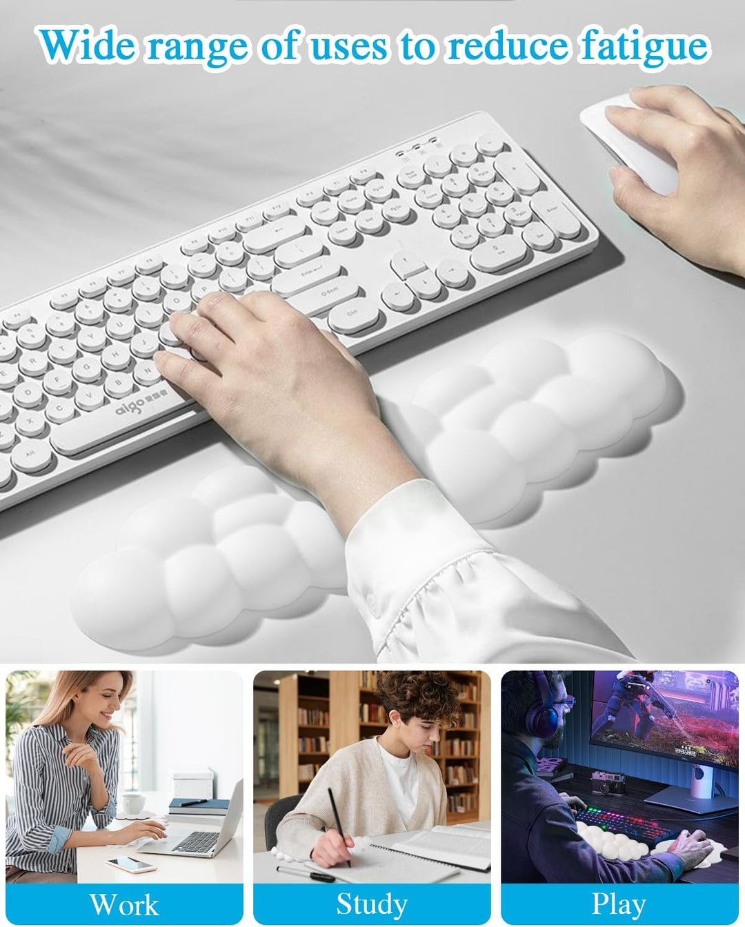 Wolke Handballenauflage Tastatur, Ergonomisch Wolke Mousepad Handgelenkstütze, mit Memory-Schaum, Ni