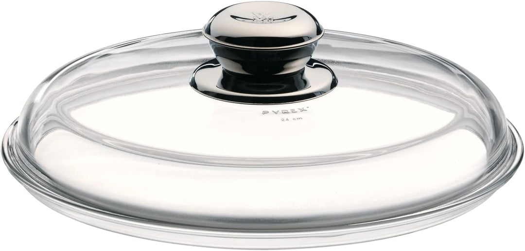 WMF Glas-Pfannendeckel 24 cm, Deckel für 24er Pfannen, Deckel mit Metallknauf, hitzebeständiges Glas