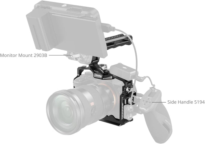 SMALLRIG A7 IV Käfig Cage mit oberem Griff und HDMI-Kabelklemme, Basis Kit für Sony Alpha 7 IV/Alpha