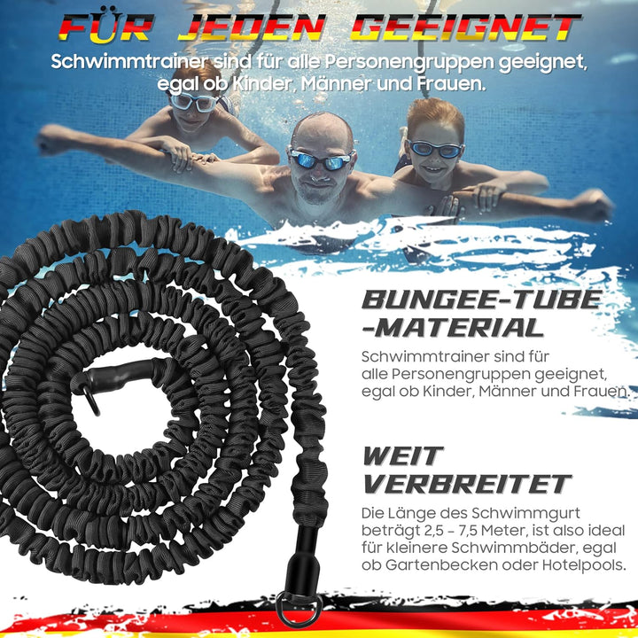 Schwimmgurt für Pool 2.5-7.5M Schwimmtrainer | mit Gurtband und Verstellbarem Gürtel | Erhöht Kraft