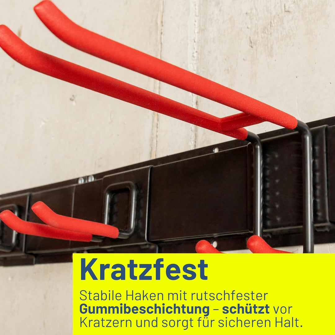 Pallit BRACKET-S Besenhalterung Wand Set (3 Schienen + 6 Haken) Gerätehalter Schwarz Schwerlast Wand