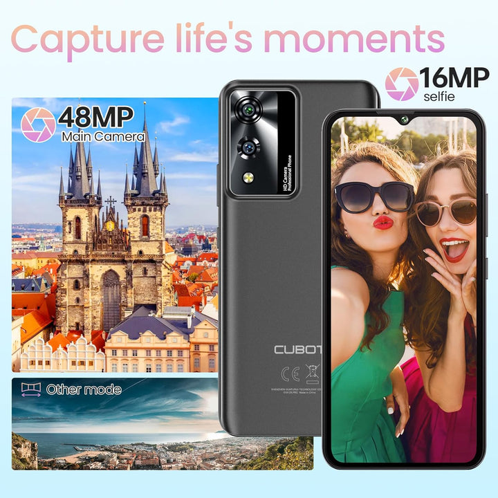 CUBOT A10 Smartphone Ohne Vertrag - 12(4+8) GB+128GB/1TB, Android 14 Handy Günstig, 6.56 Zoll HD+/90