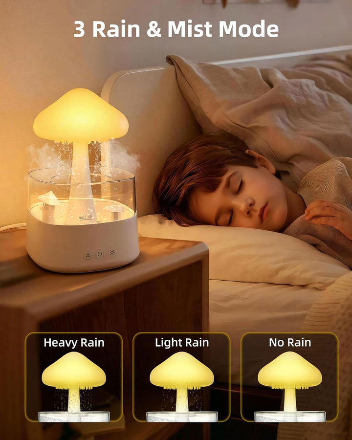 Regenwolken Luftbefeuchter, 450ML Luftbefeuchter mit 3 Modi und 7 RGB-Effekte, Geeignet für Schlafzi