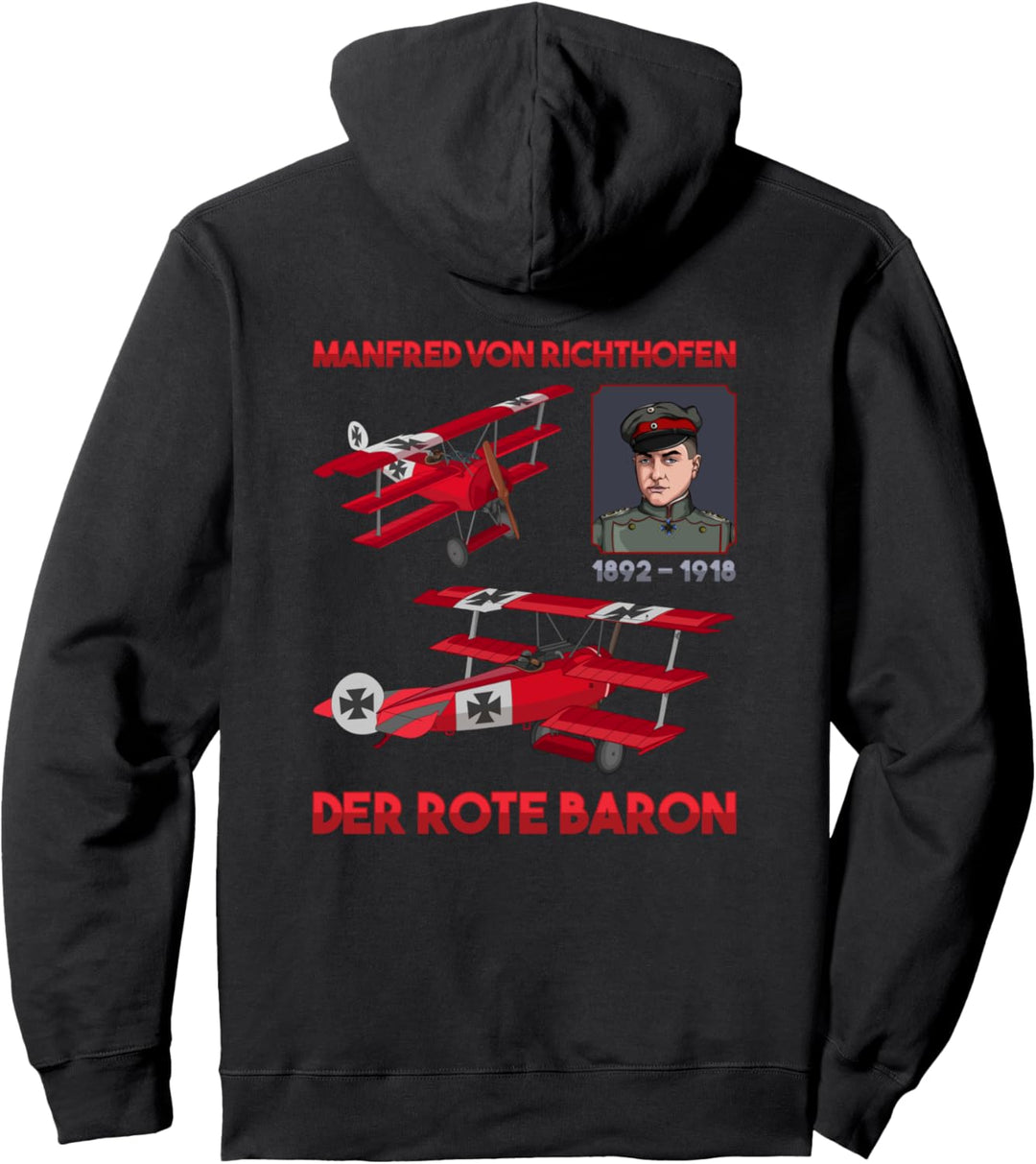 Roter Baron Fokker DR1-Dreidecker WWI-Jäger-Ass Porträt Pullover Hoodie